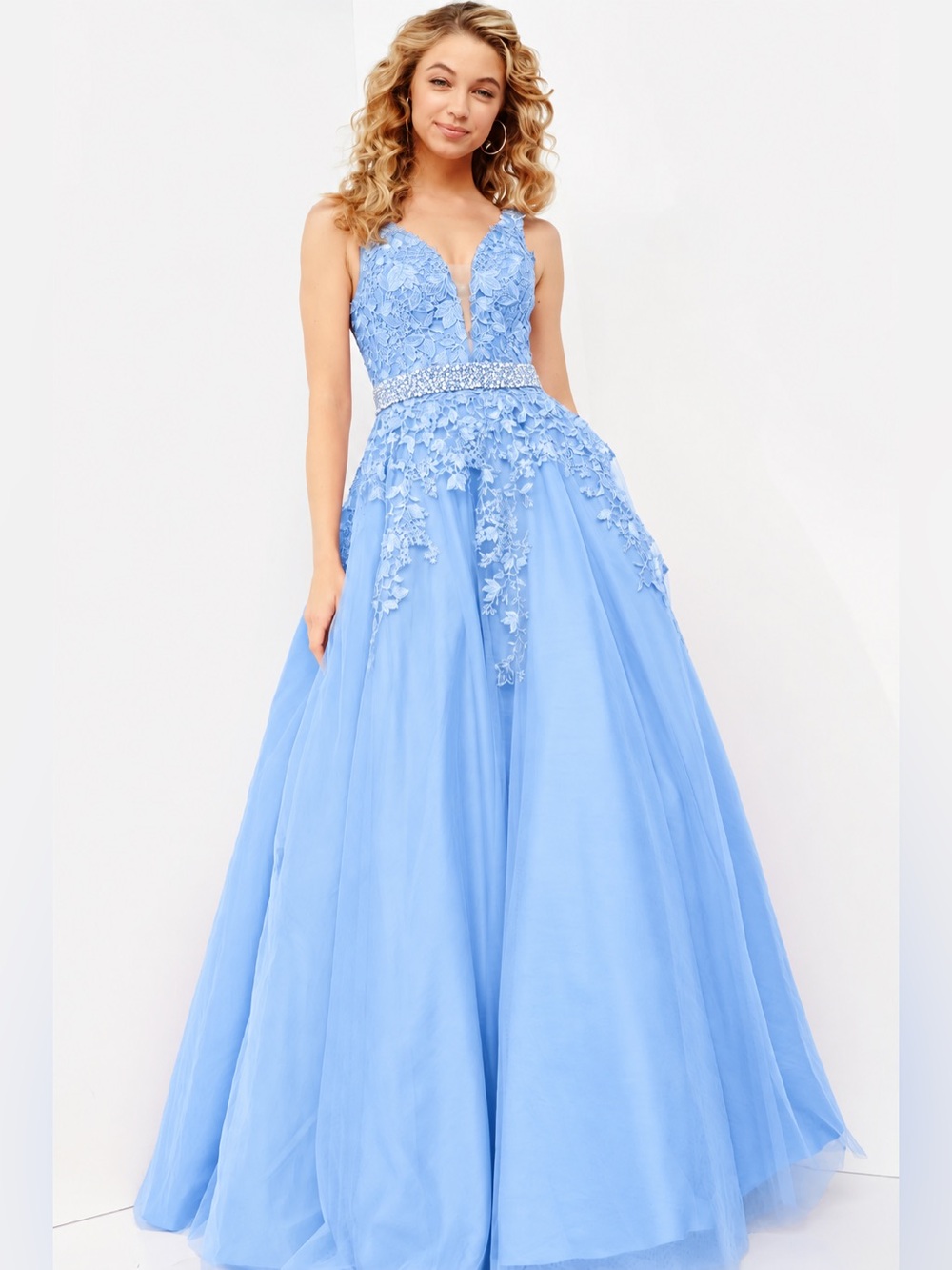 Jovani Ball Gown Size 0 NWT Prom Wedding Pageant Formal Gala Floral Appliqué